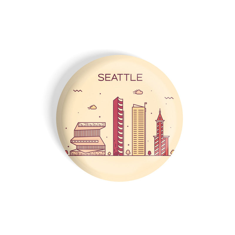 dhcrafts Round Fridge Magnet Brown Color Seattle Glossy Finish Design Pack of 1 (58 mm)